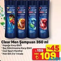 CLEAR MEN ŞAMPUAN 350 ML fiyat ve kampanya bilgisi